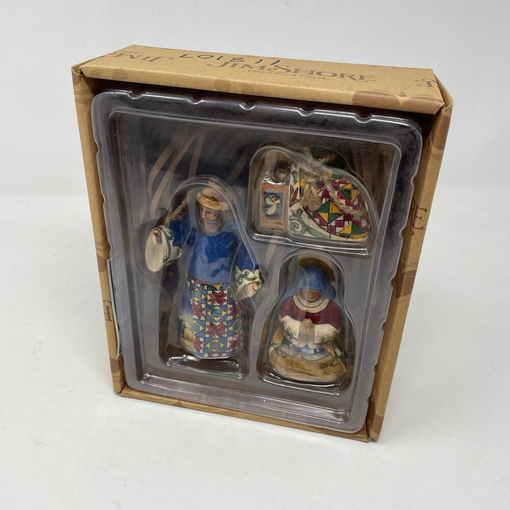 Jim Shore Heartwood Creek Holy Family Christmas Tree Ornament Set New Rustic